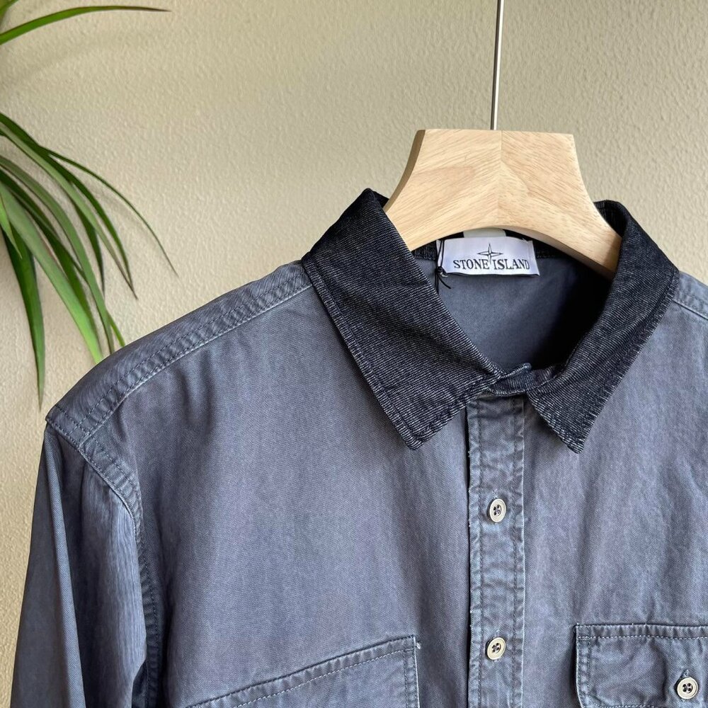 Stone Island Men's Washed Workwear Blue Shirt - Picture 4 of 9